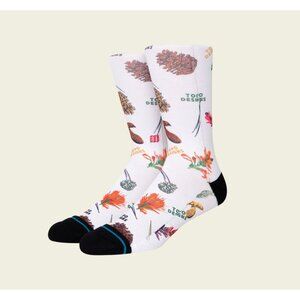 Stance X Topo Designs crew socks size medium poly‎ blend white mid cushion new